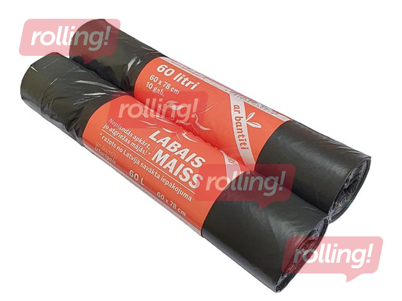 Zipped garbage bags Right Bag, 60l, 33 microns, 10pcs, black 