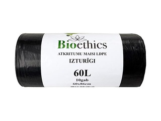 Garbage bags, 60 l, 30 micros, 60x86cm, 10pcs, black