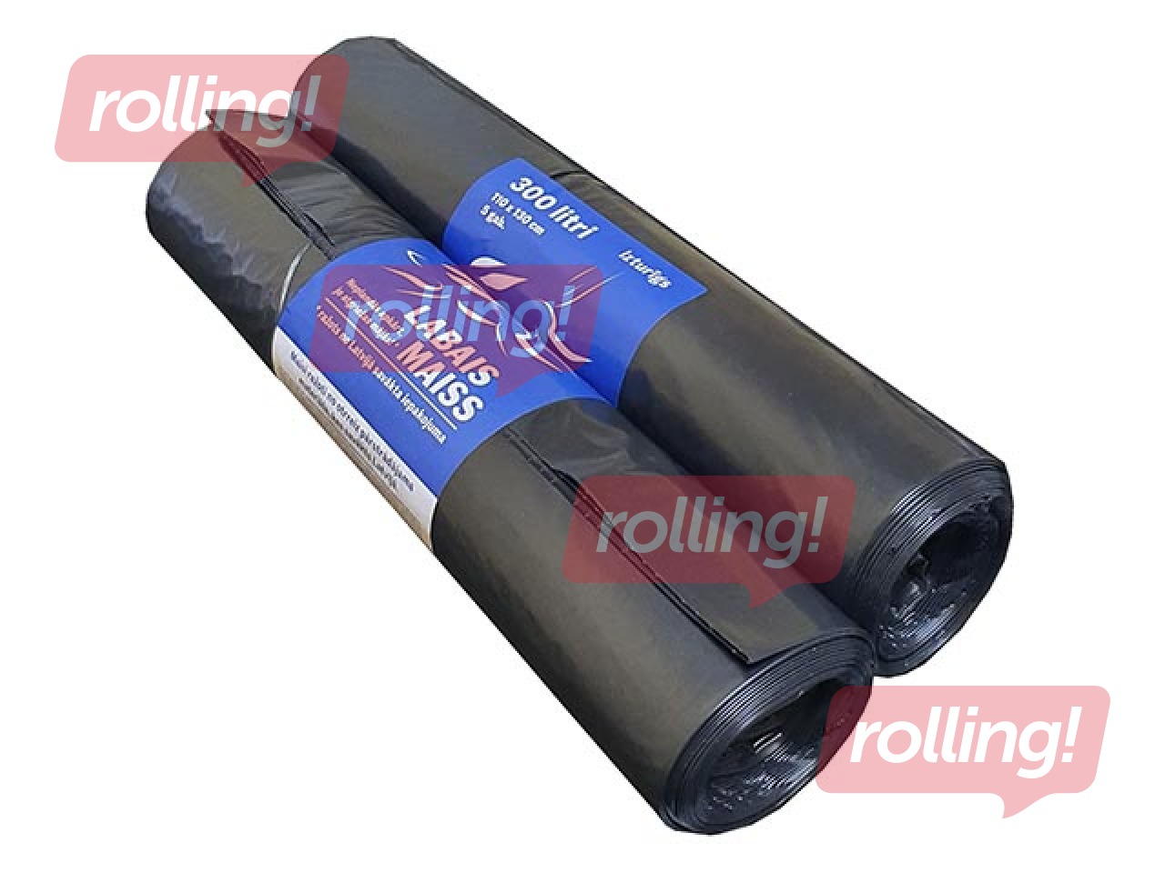Garbage bags Labais Maiss, 300l, 43 micr., 5 pcs, black