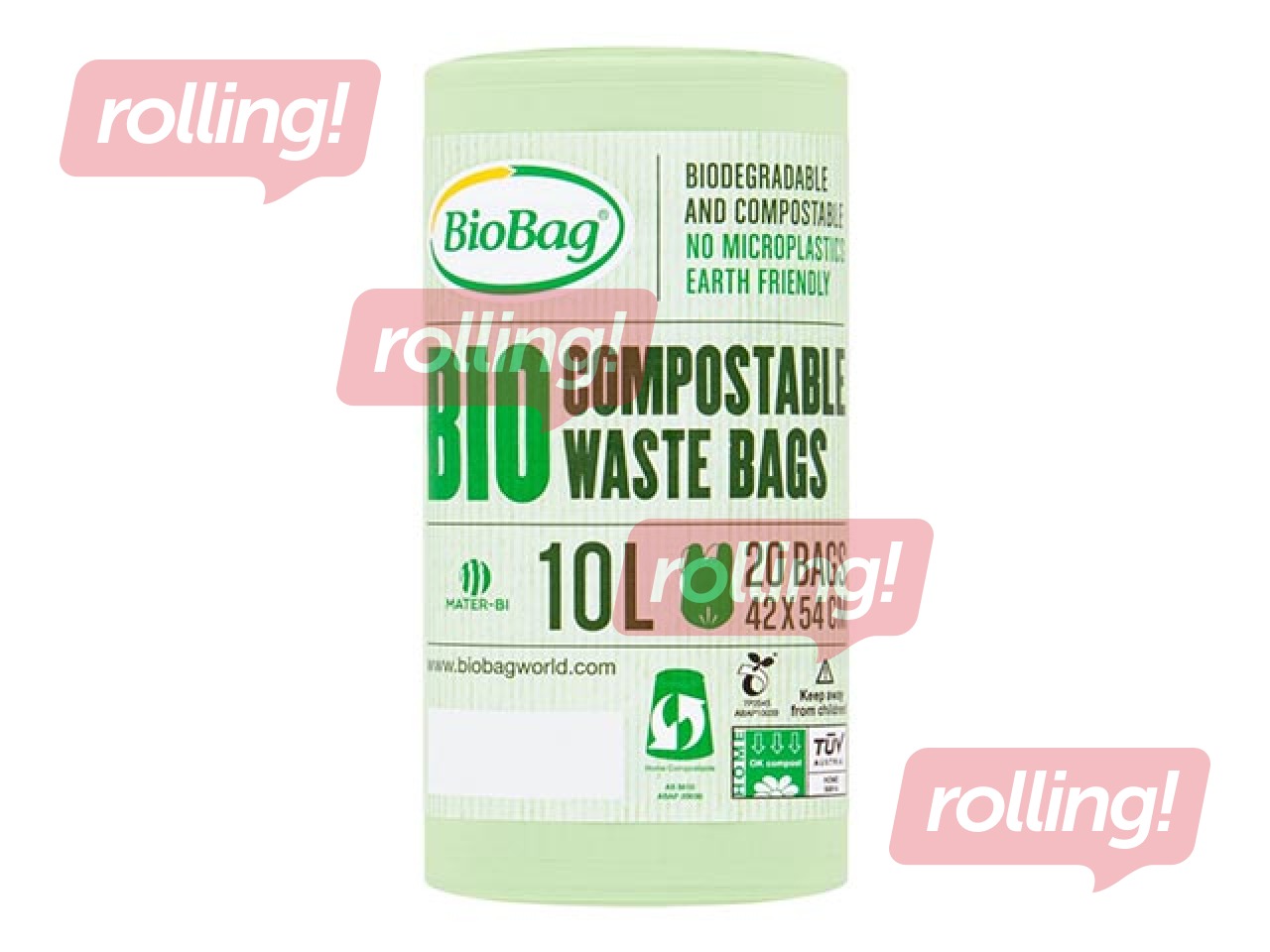 Biokompostitavad kotid, BioBag, köögi toidukonteinerite jaoks, 10 l, 15 mikronit, 20 tk.