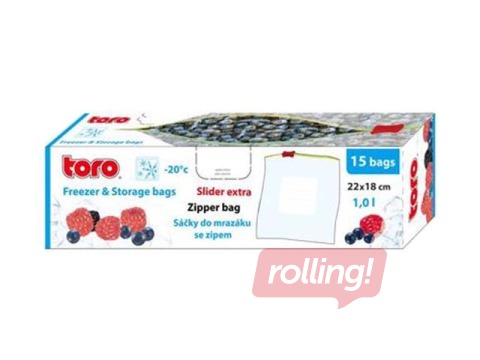 Maisiņi Slider ZIP, produktu saldēšanai, 1l, 15 gab.