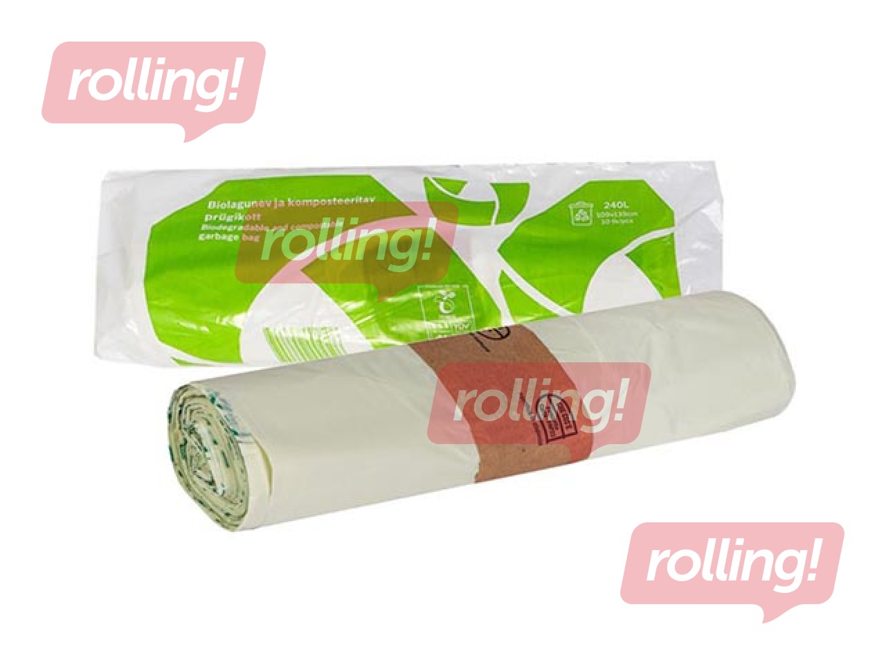 Biolagunevad prügikotid BIO, rohelised, 240l, 17 mikr., 10 tk.