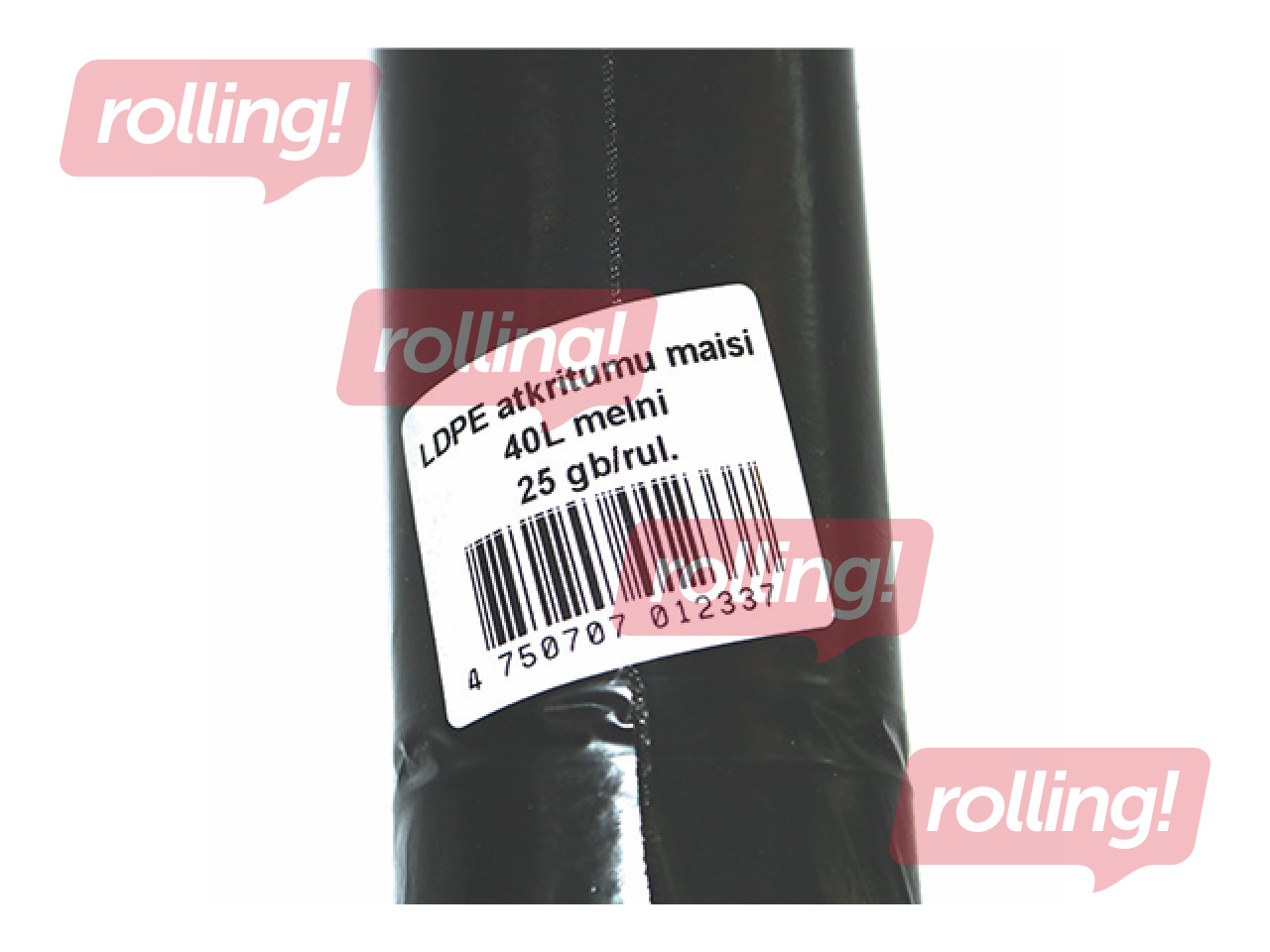 Atkritumu maisi, 30µm, melni, 40l, 25 gab.