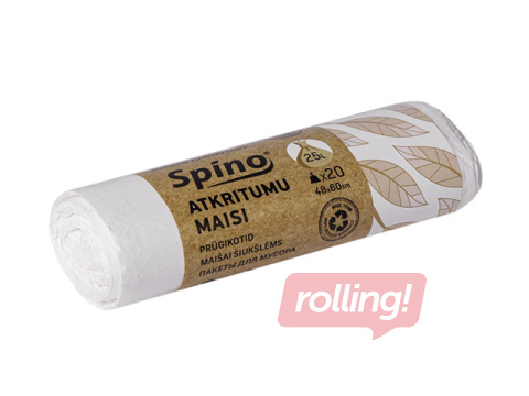 Prügikotid Spino, valged, 9micr., 25l, 20tk.