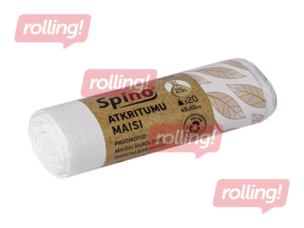 Prügikotid Spino, valged, 9micr., 25l, 20tk.