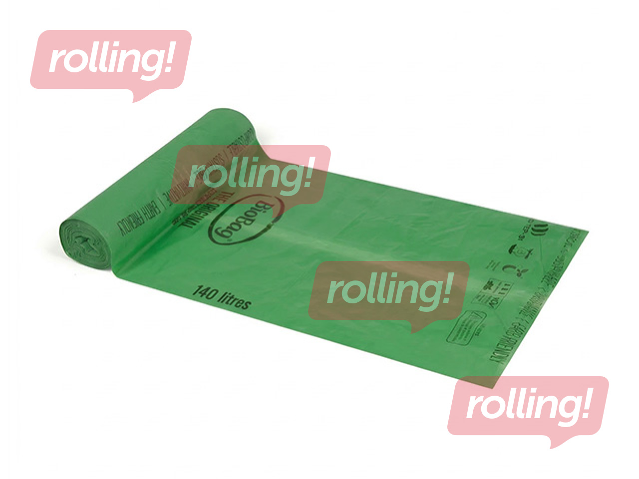 Waste bags BioBag, compostable, 17μm, green, 140l, 16 pcs.