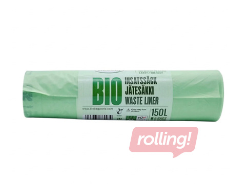 Atkritumu maisi BioBag, kompostējami, 35μm, zaļi, 150l, 10 gab.