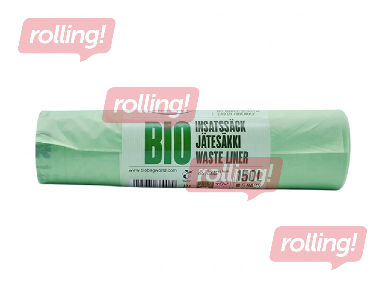 Prügikotid BioBag, komposteeritavad, 35μm, rohelised, 150l, 10 tk.