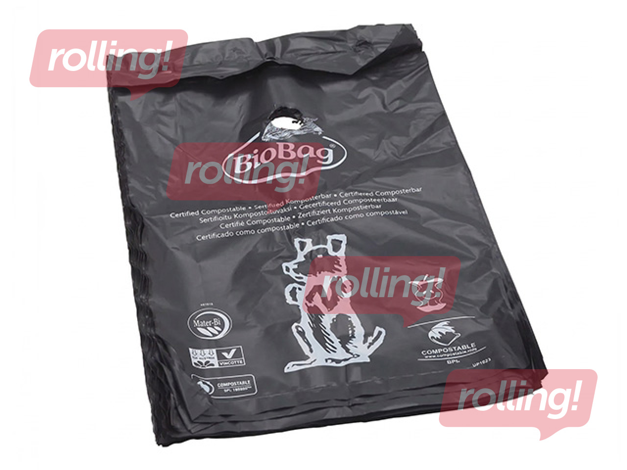 Atkritumu maisi BioBag suņu ekskrementiem, kompostējami, 20μm, melni, 20×32cm, 50 gab.