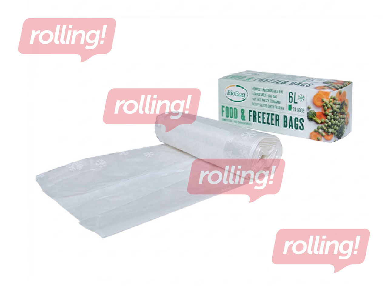Bags BioBag, compostable, for food freezing, transparent, 6l, 20 pcs.