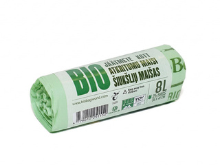 Prügikotid BioBag, rohelised, komposteeritavad, 15micr., 8l, 25tk