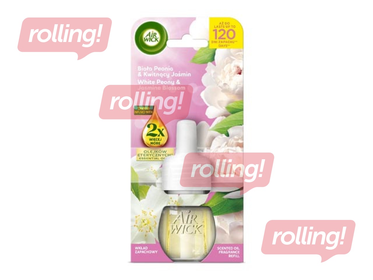 Õhuvärskendaja täitepudel Air Wick Electrical, White Peony & Jasmine Blossom, 19ml