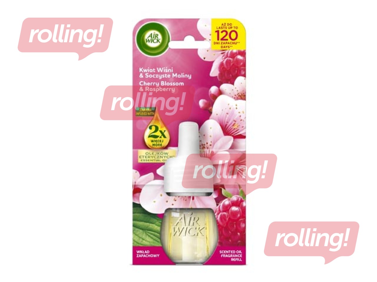 Õhuvärskendaja täitepudel Air Wick Electrical, Cherry Blossom & Raspberry, 19ml