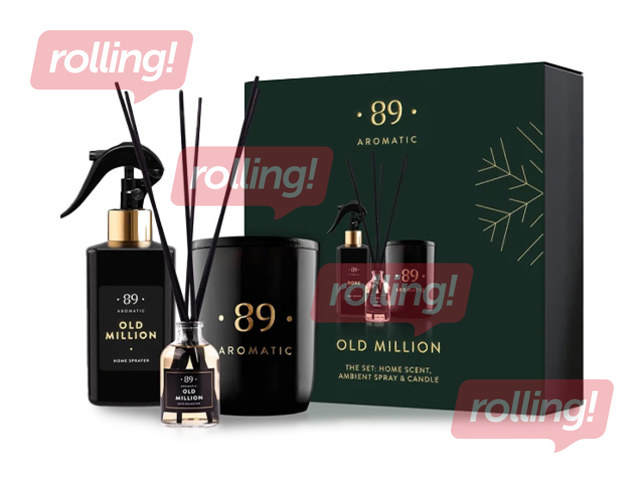 Kodukomplekt Aromatic 89, aromaatsed pulgad, sprei ja küünal, Old Million