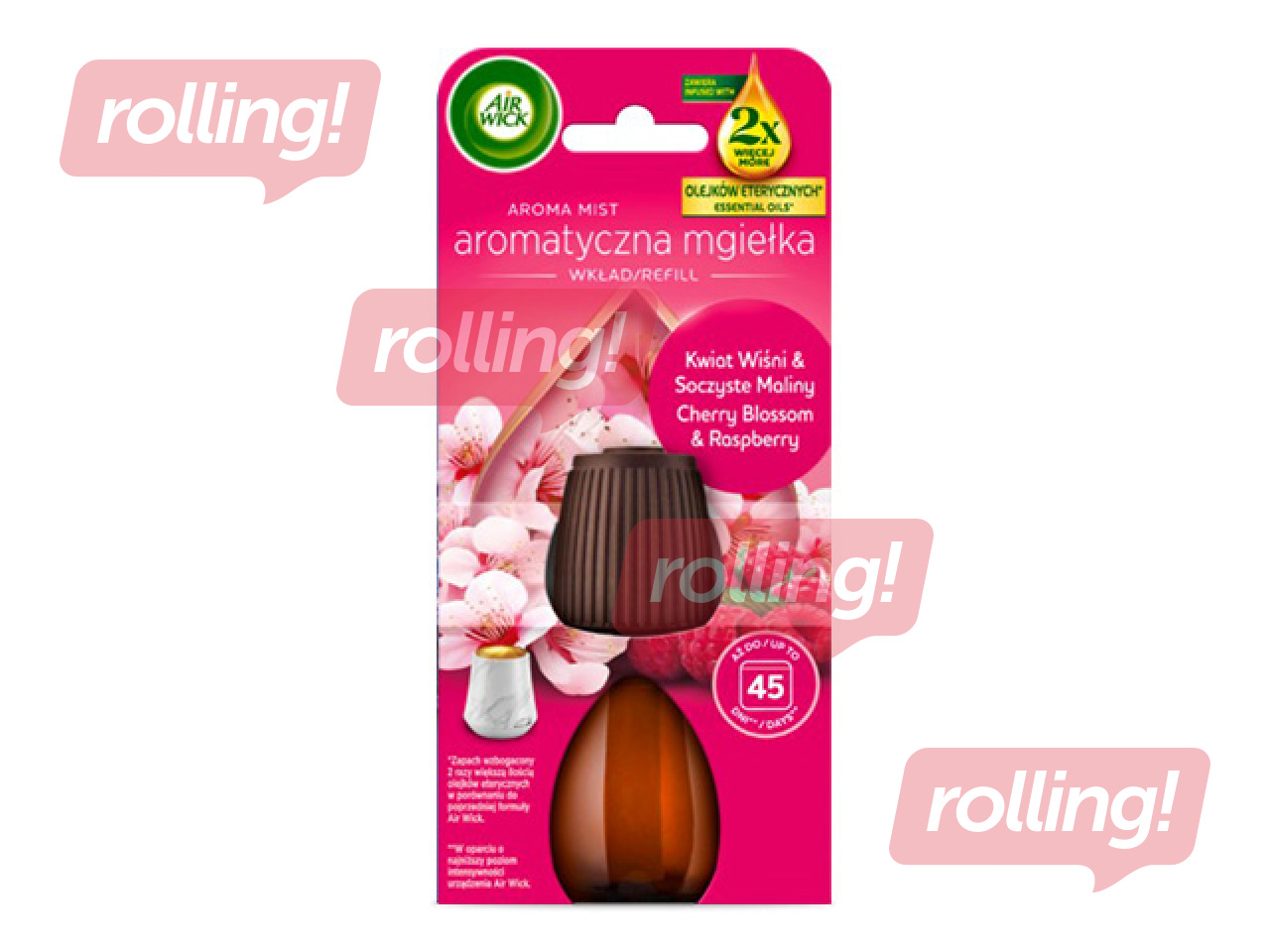 Õhuvärskendaja täitepudel Air Wick, Aroma Mist, Cherry Blossom & Raspberry, 20ml