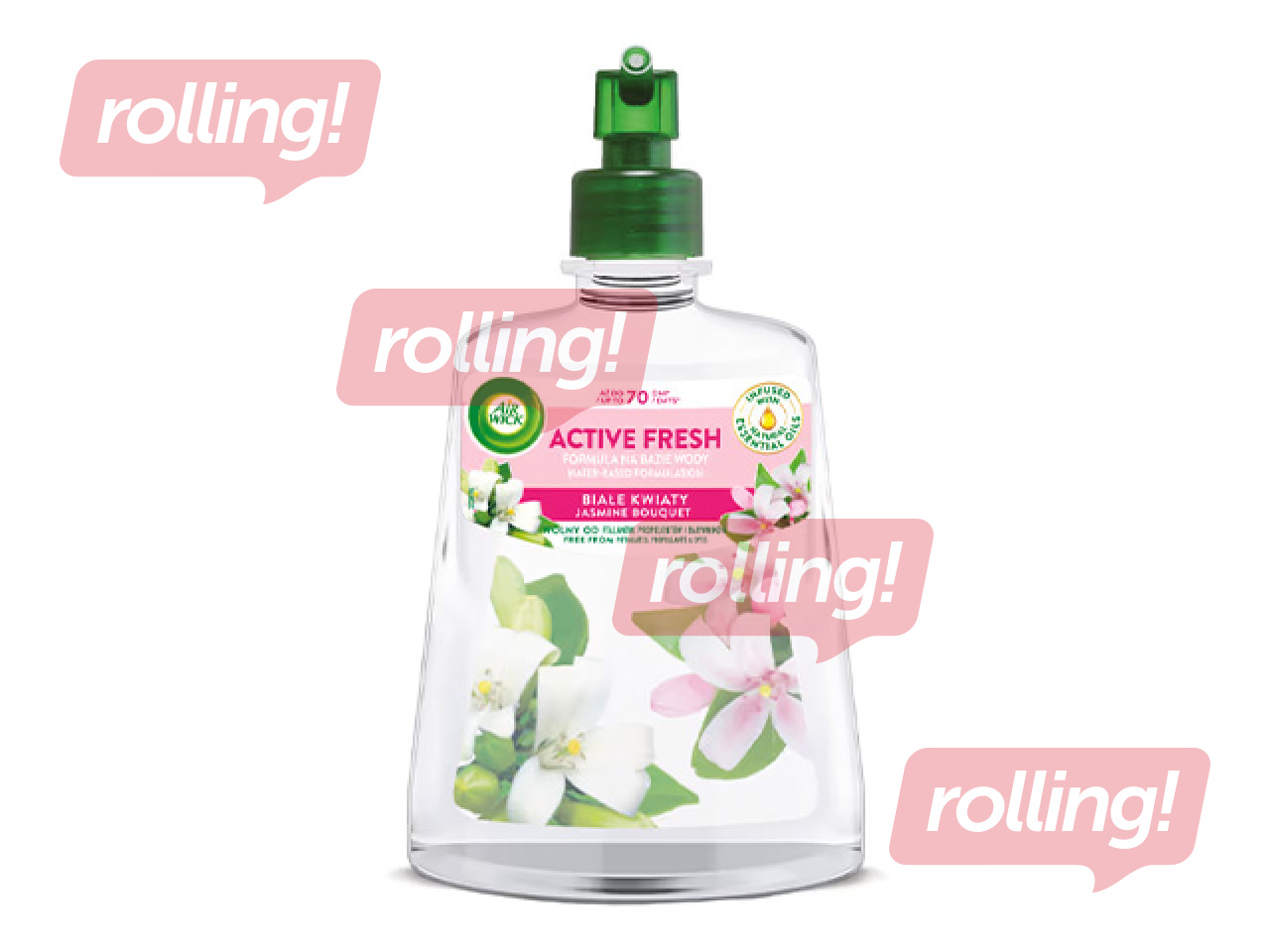 Õhuvärskendaja täitepudel Air Wick, Active Fresh, Jasmine Bouquet, 228ml
