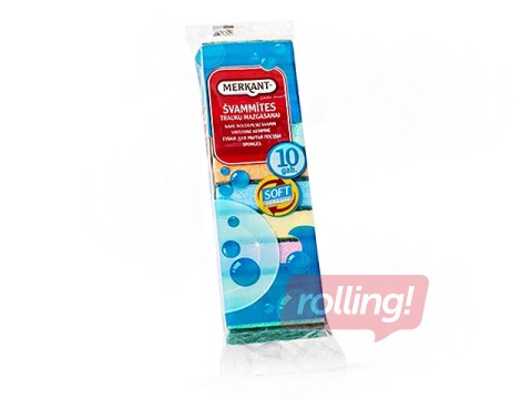 Nõudepesušvamm Merkant, 50x80x25 mm, 10 tk.