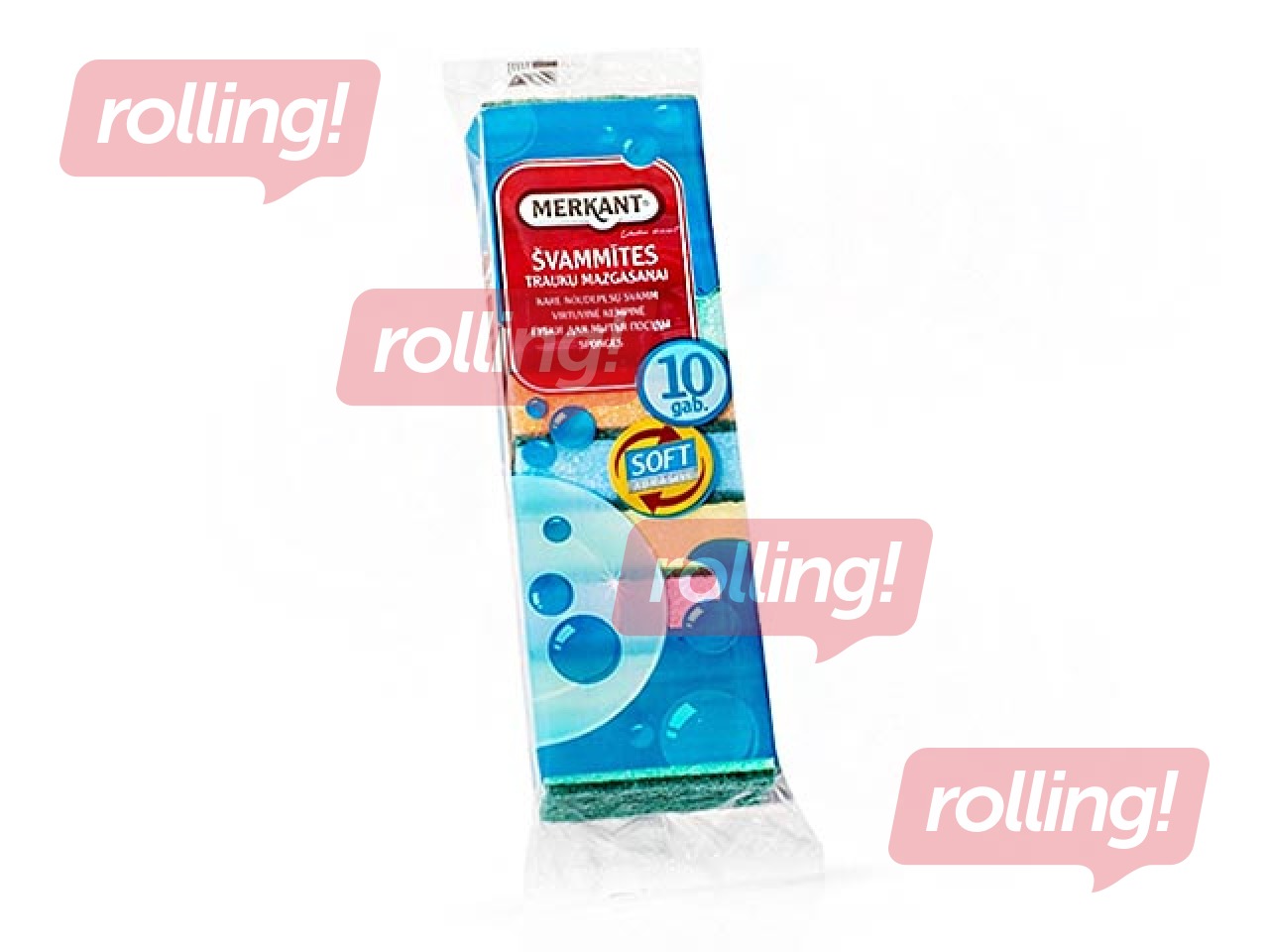 Nõudepesušvamm Merkant, 50x80x25 mm, 10 tk.