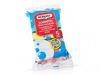 Sponge for dish washing Merkant, 60x90x30 mm, 5 pcs.