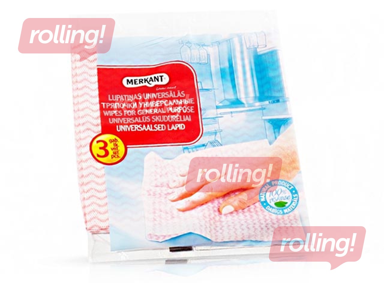 Universaalne puhastuslapp Merkant, 38 x 38 cm, 3 tk.