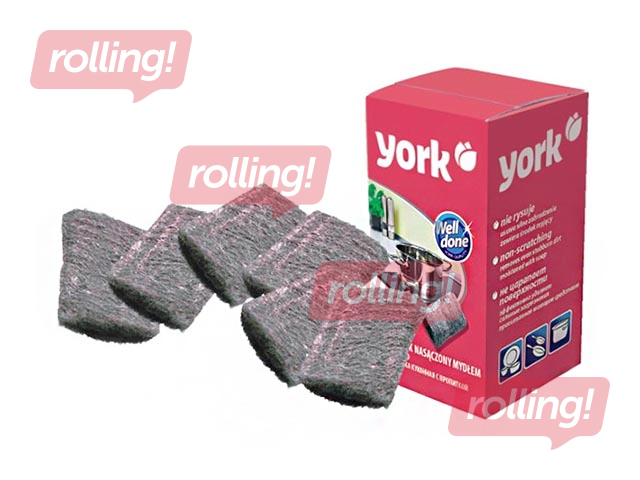 Sūkļi York, katlu tīrīšanai, piesūcināts, 6 gab.