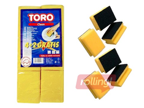 Nõudepesušvamm  Toro 7 x 9.5 x 4.7 cm, 6 tk.