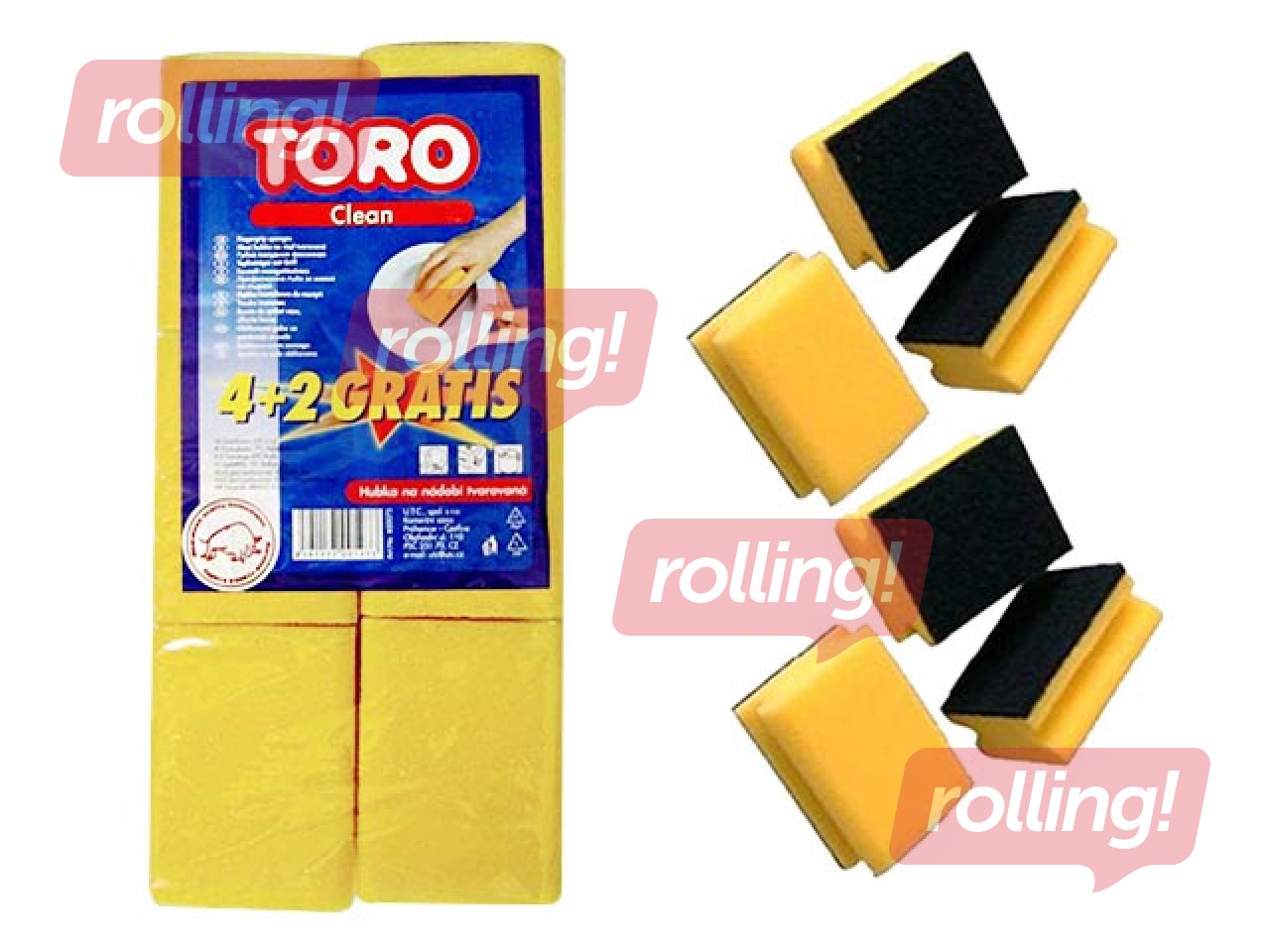 Švammītes trauku mazgāšanai Toro 7 x 9.5 x 4.7 cm, 6 gab.