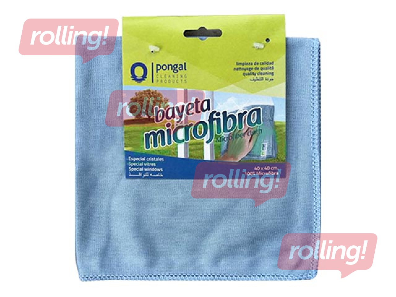 Drāna mikrošķiedras stiklam Pongal Cristales, zila, 40x40cm, 1gab