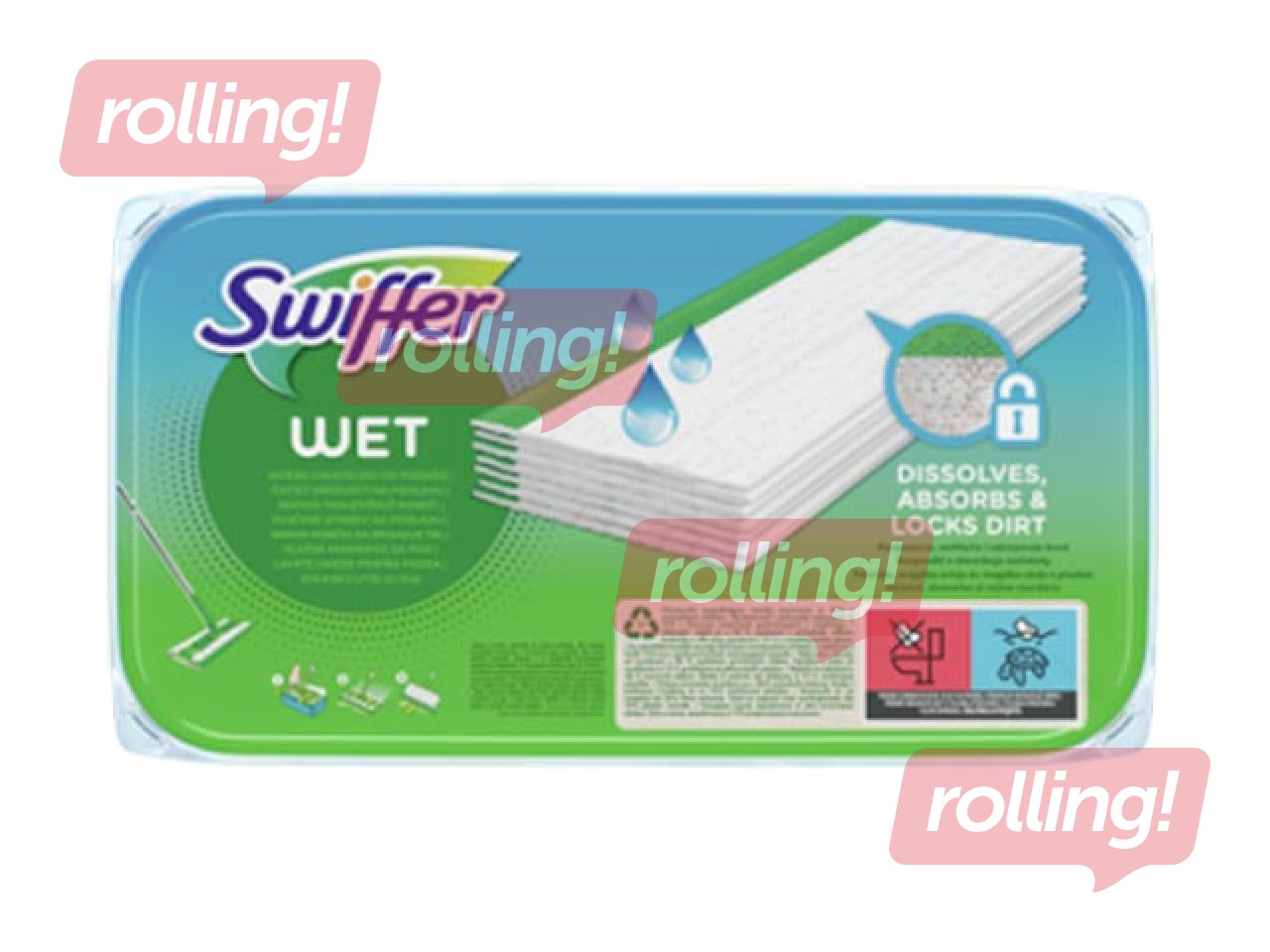 Grīdas slotas rezerves mitrās lupatiņas, Swiffer, 10 gab.