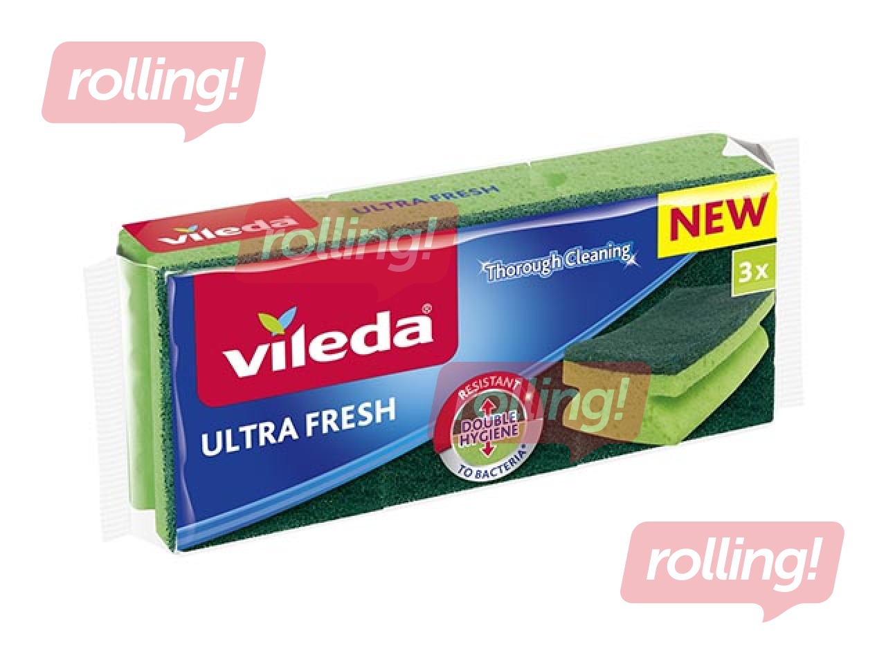 Губка для мытья посуды Vileda Ultra Fresh Anti-Bacterial, 3 шт.