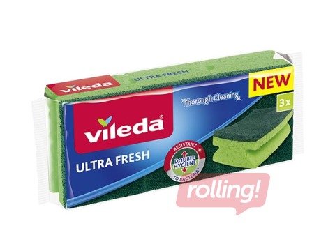 Käsn nõude pesemiseks Vileda Ultra Fresh Anti-Bacterial, 3 tk.