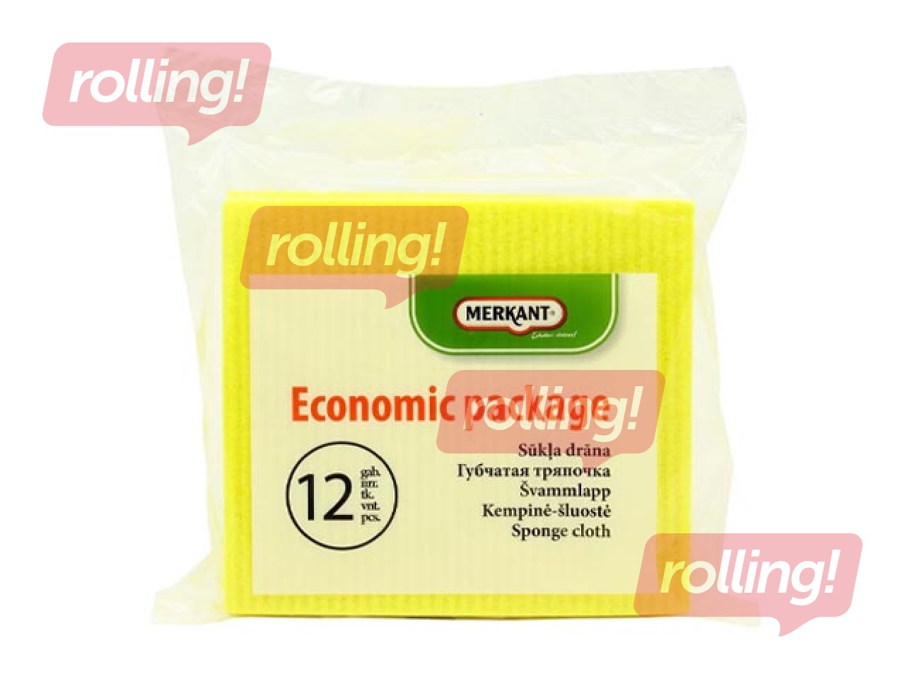 Mitrumu uzsūcošās lupatiņas Merkant, dzeltenas, 16x18cm, 12 gab.