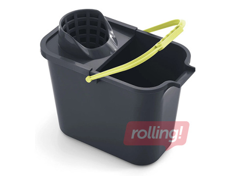 Rectangular Bucket Mery, with Mop Press, Grey, 12L