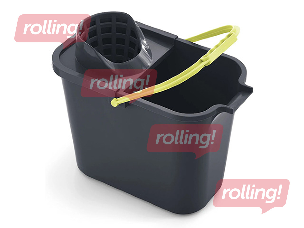 Rectangular Bucket Mery, with Mop Press, Grey, 12L