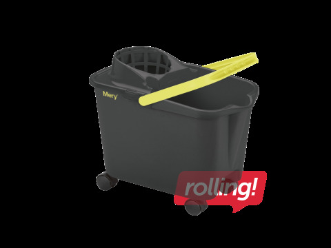 Ristkülikukujuline Mery, ämber mopipressiga, ratastel, hall, 14L