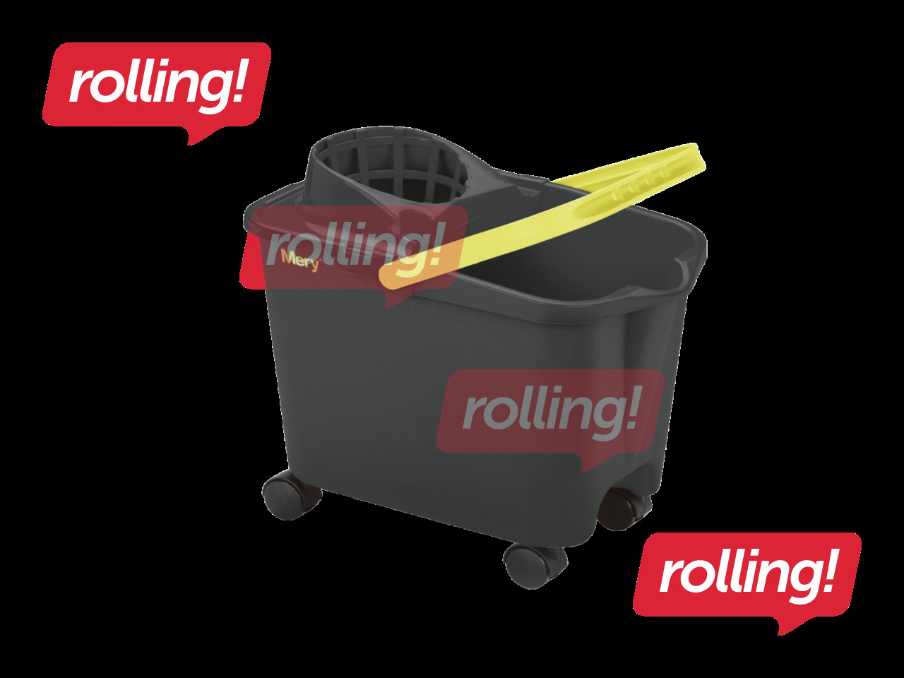 Ristkülikukujuline Mery, ämber mopipressiga, ratastel, hall, 14L