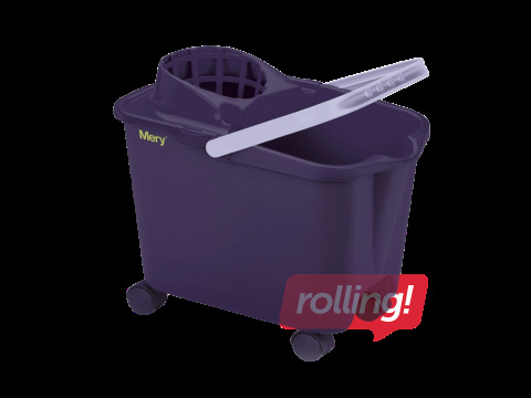 Ristkülikukujuline Mery, ämber mopipressiga, ratastel, lilla, 14 L