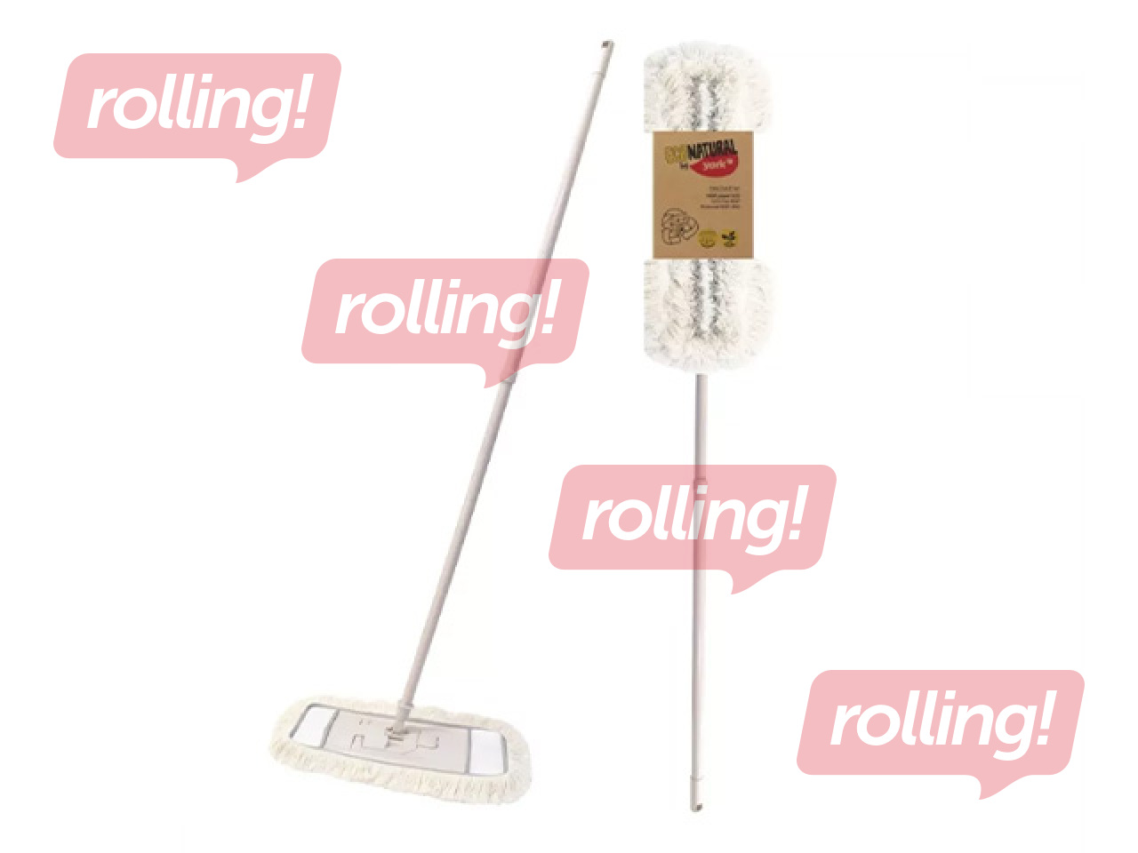 Mop holder York, Eco Natural, with handle and replacement mop, 42cm