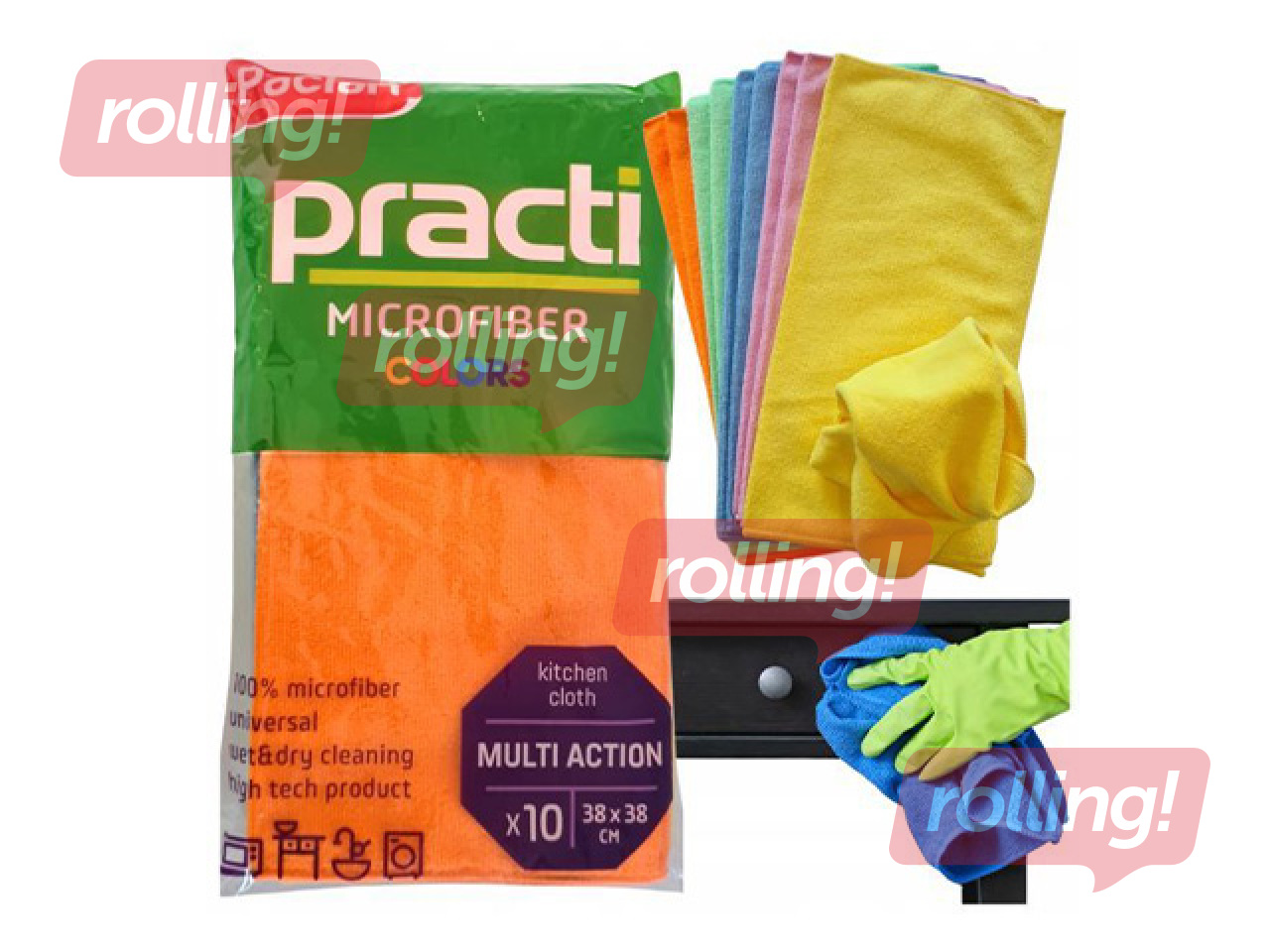 Mikrokiudlapp Paclan, Practi, erinevad värvid, 30×30cm, 10tk.