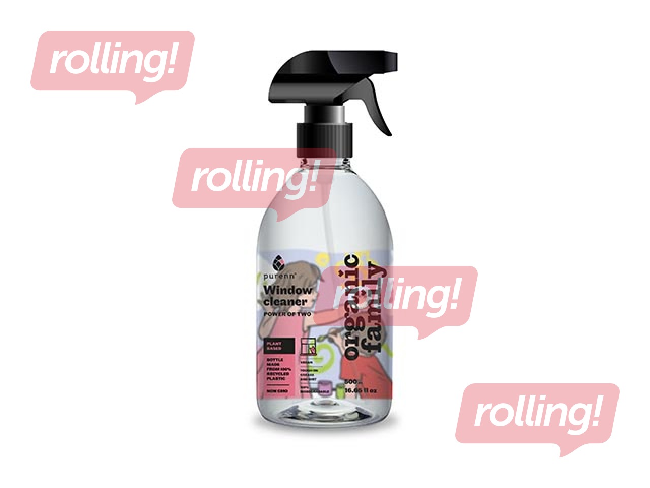 Ökoloogiline klaasi- ja aknapesuvahend sidruni ja maasikaekstraktiga, 0,5 l