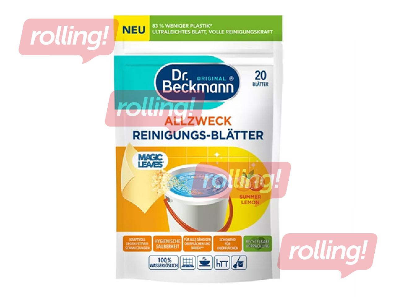 Puhastuslehed Dr.Beckmann Magic Leaves, Summer Lemon, põrandatele ja muudele pindadele, 20 tk.