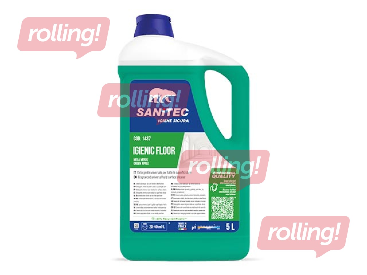 Universaalne põrandapesuvahend Sanitec Igienic Floor Green Apple, 5 L