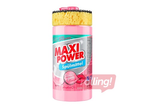 Nõudepesugeel Maxi Power, Bubble Gum, kontsentreeritud, dosaatori ja käsnaga, 1l