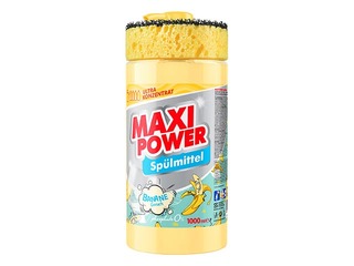 Nõudepesugeel Maxi Power, Banana, kontsentreeritud, doseerija ja käsnaga, 1l
