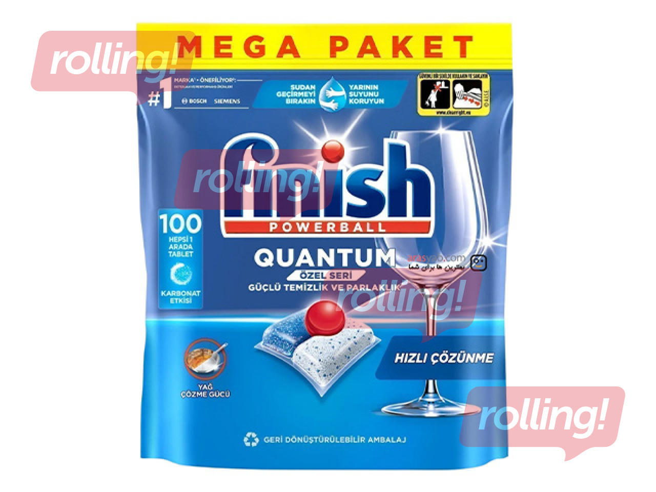 Nõudepesumasina kapslid Finish, Powerball Quantum, Mega pack, 100 tk.