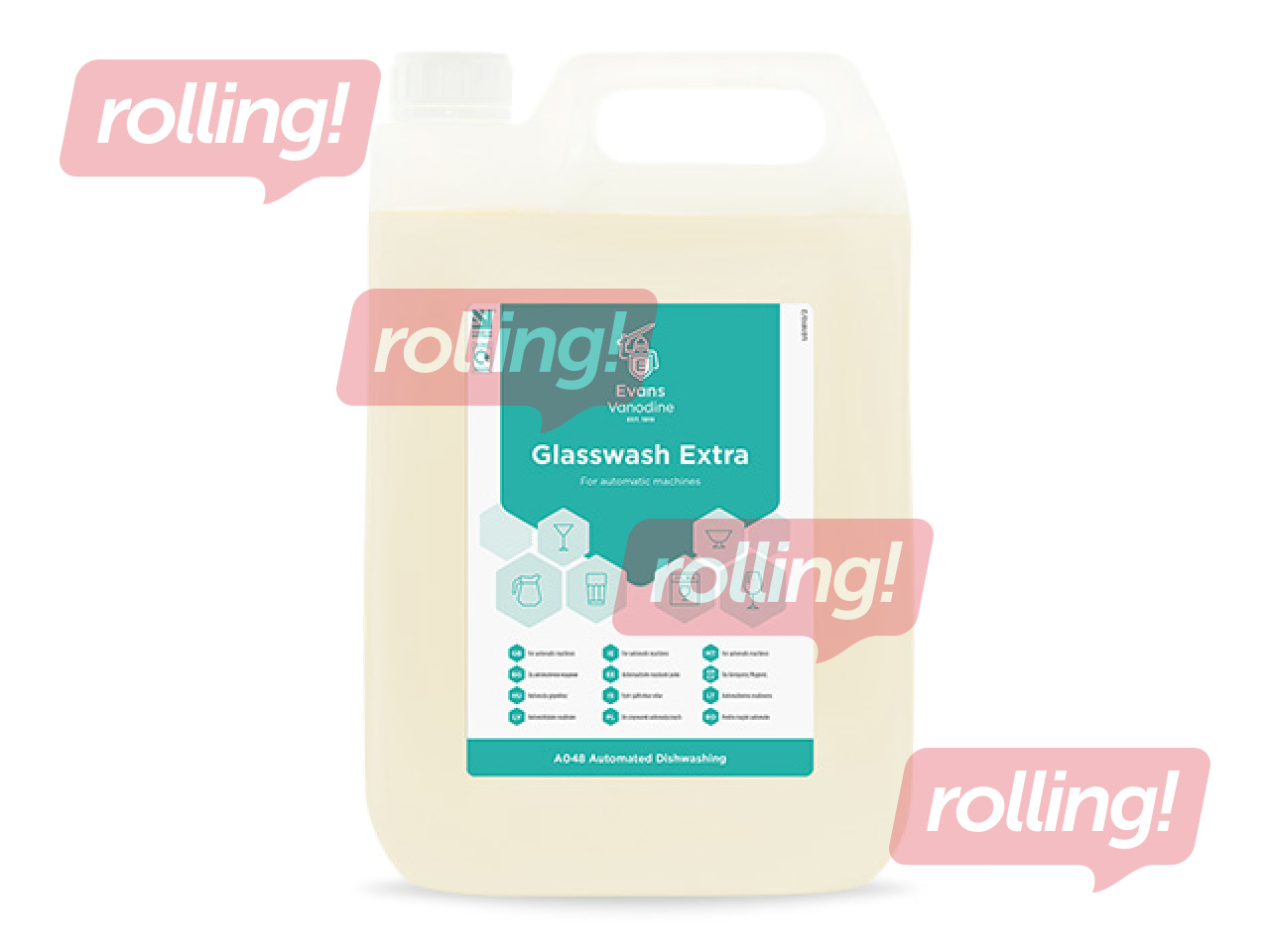 Средство для посудомоечных машин Evans Vanodine Glasswash Extra, для стаканов, 5л