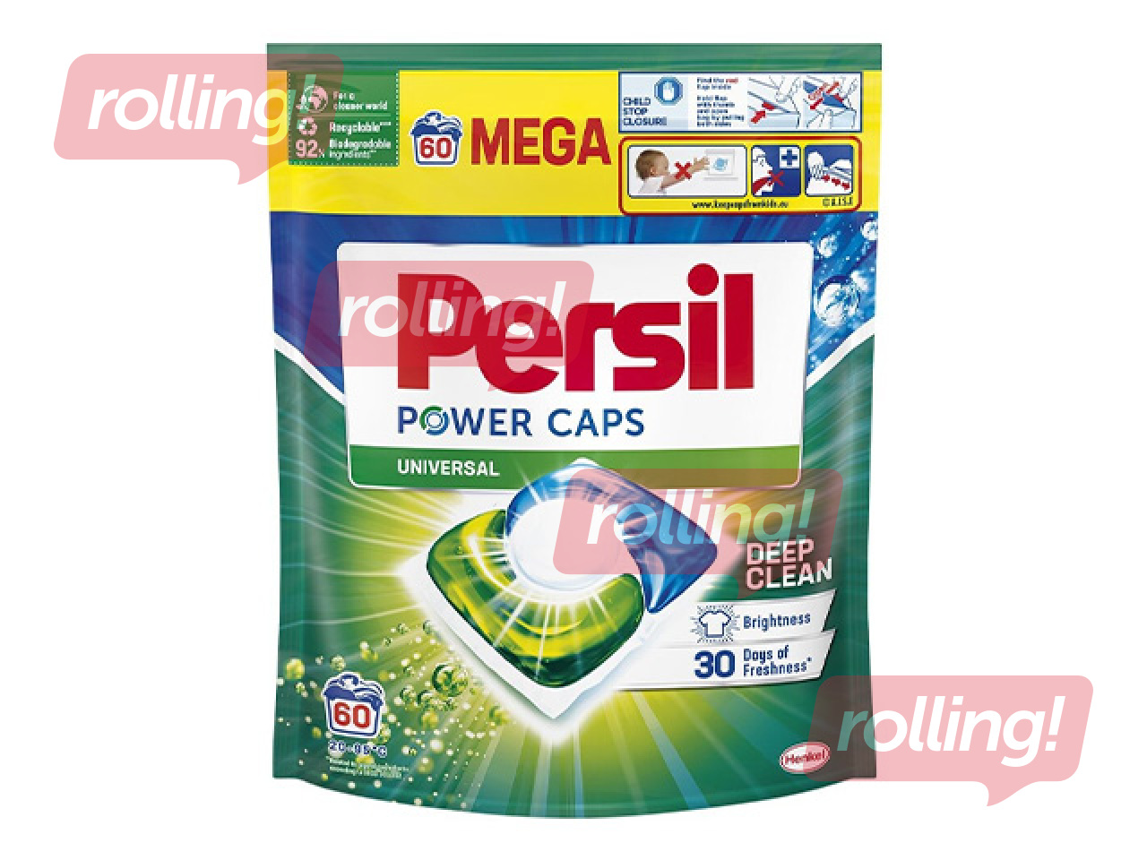 Veļas mazgāšanas kapsulas Persil Power Caps, Universal, 60 gab.