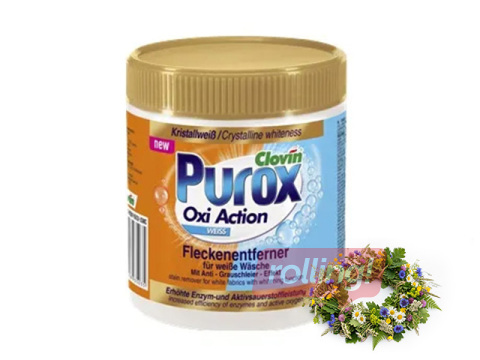 Plekkide eemaldamise pulber Purox, Oxi Action, valgele pesule, 750g +Jaanipäeva kingitus!