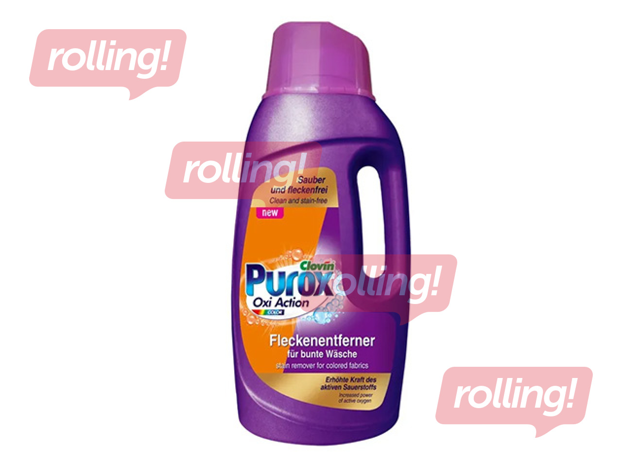 Traipu tīrīšanas līdzeklis Purox, Oxi Action, krāsainai veļai, 1.5l