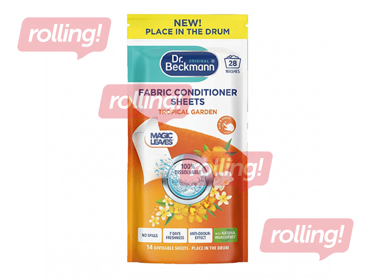 Veļas mīkstinātāja loksnes Dr.Beckmann, Magic Leaves Tropical Orchid, 14gab.